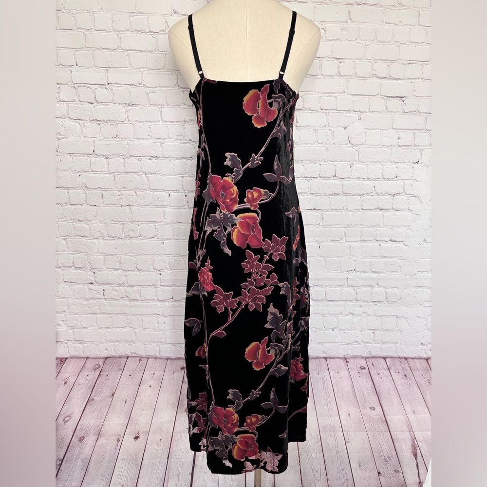 RACHEL ZOE Spaghetti Strap Black Floral Burnout Velvet Midi Slip Dress--NWT--8 - Picture 3 of 14